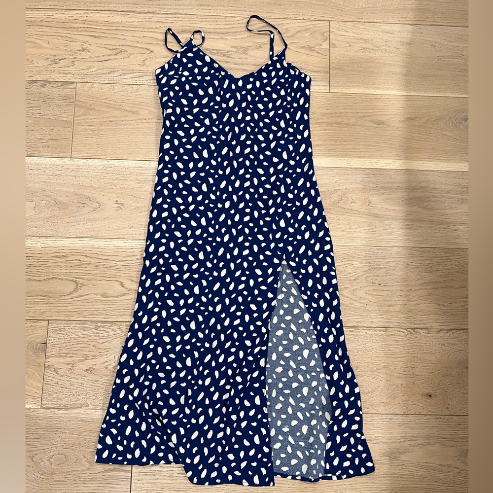 Reformation Blue and White Midi Dress